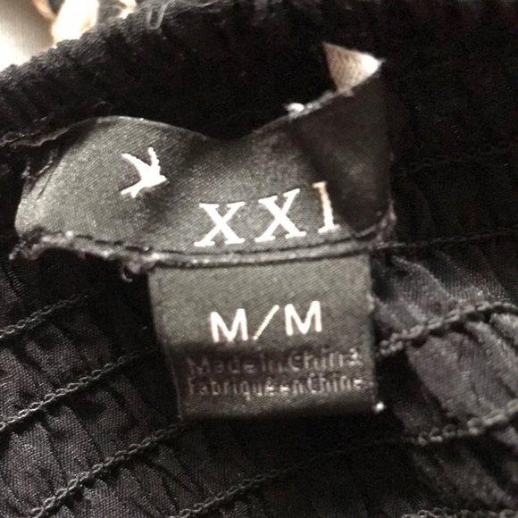 XXI black halter summer top with wooden beads size M boho gypsy hippie babydoll - Picture 15 of 16